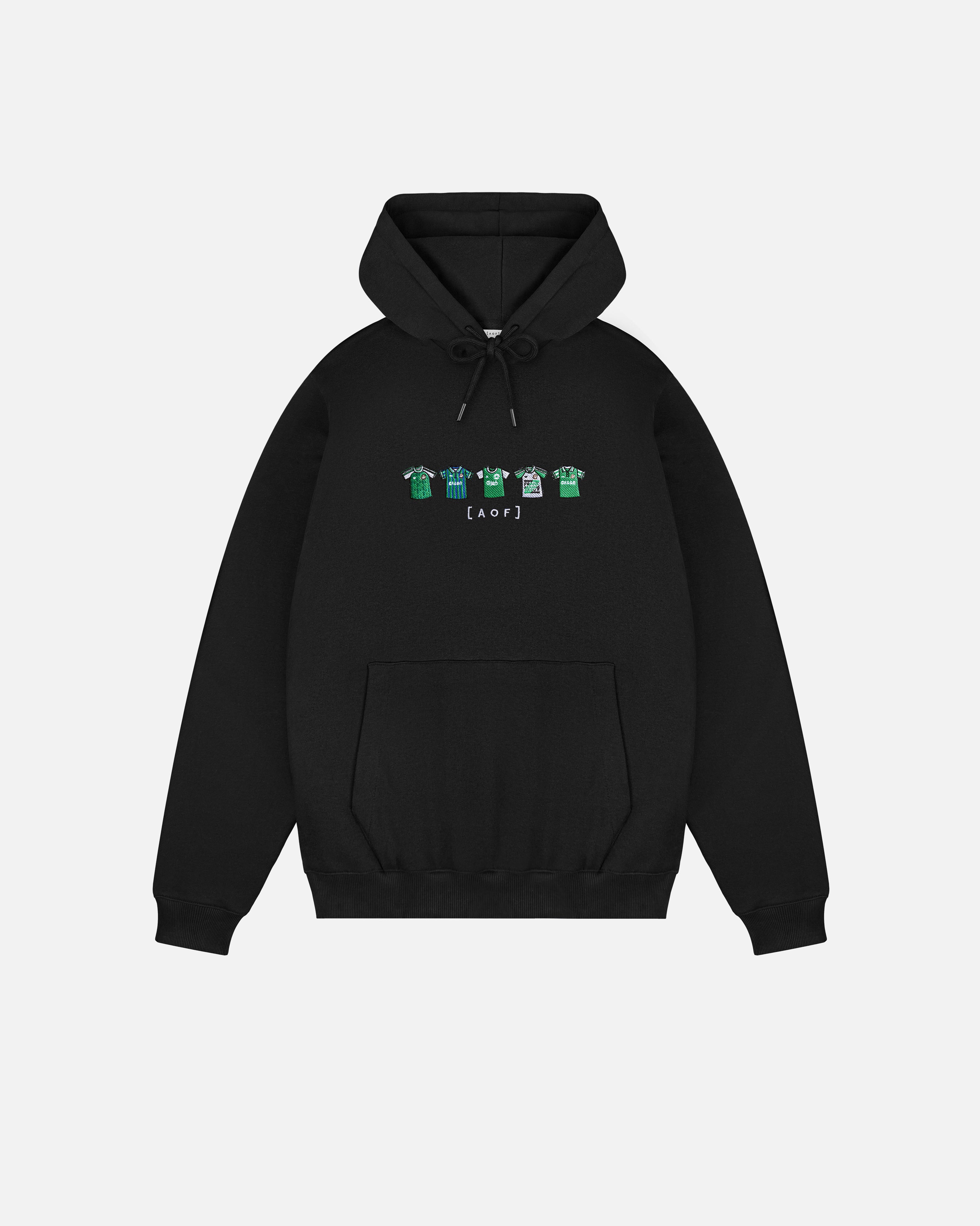 AOF Hibernian Embroidered Classics | Black Hoodie | Art of Football